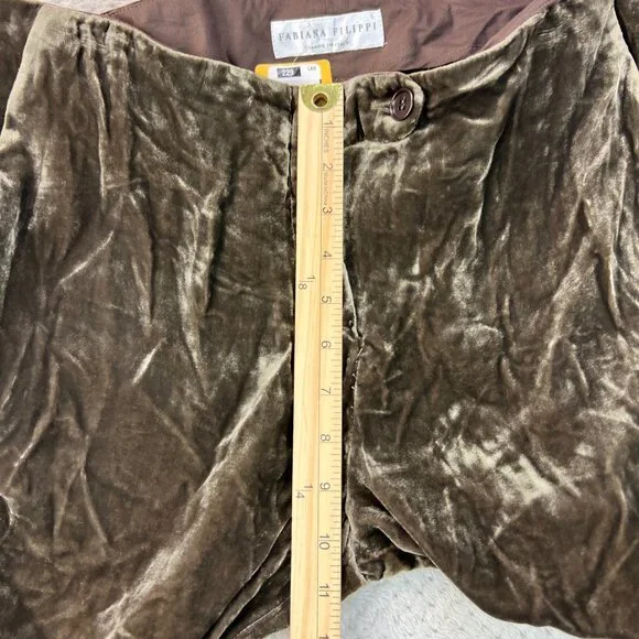 Fabiana Filippi Crushed Velvet Trouser Silk Blend Champagne Quiet Luxury Sz 44 - Picture 13 of 13